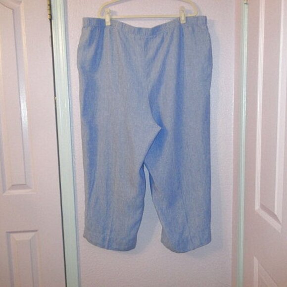 J. Jill Love Linen Pull On Pants Size 3X Pockets Wide Leg High Rise Crop Coastal - Picture 7 of 10